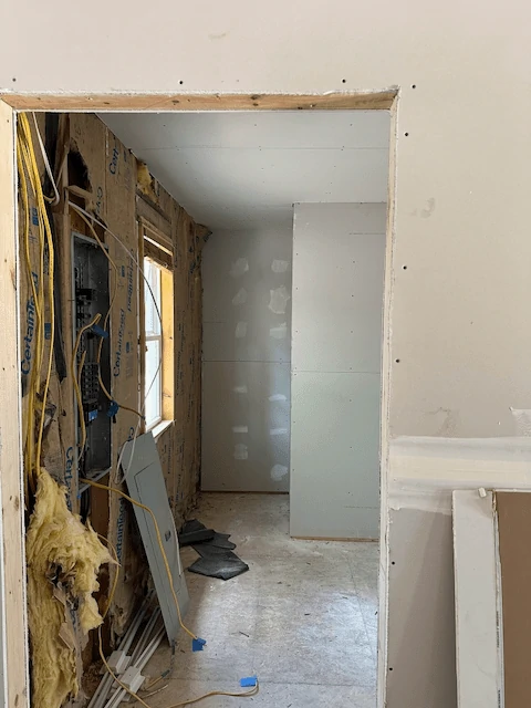 Unfinished electrical and missing HVAC. HVAC was left in a box.