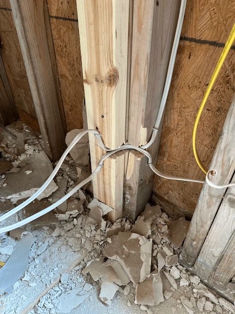 Uncovered this after we had to remove drywall to finish the electrical.